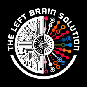 Logo for The Left Brain Solution, symbolizing the integration of the left and right brain. The left brain represents logical thinking and analytical skills, while the right brain signifies creativity and intuition. Together, they highlight a balanced approach to innovative and holistic problem-solving in behavioral health.